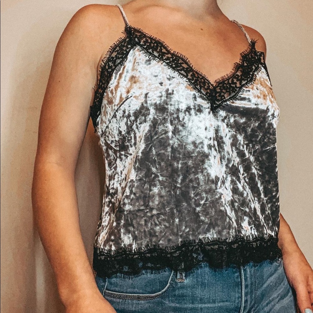 BLACK / GRAY VELVET TANK